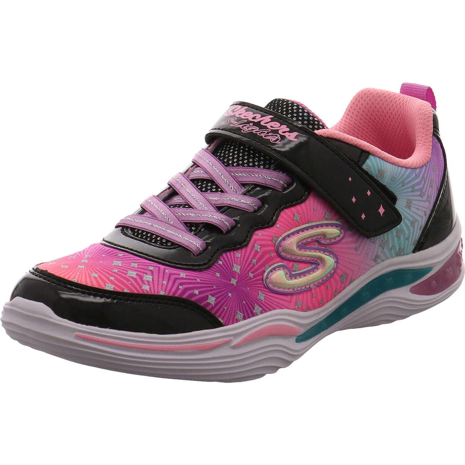Skechers Sneaker low S Lights Power Petals Painted Daisy Pink/schwarz für Mädchen